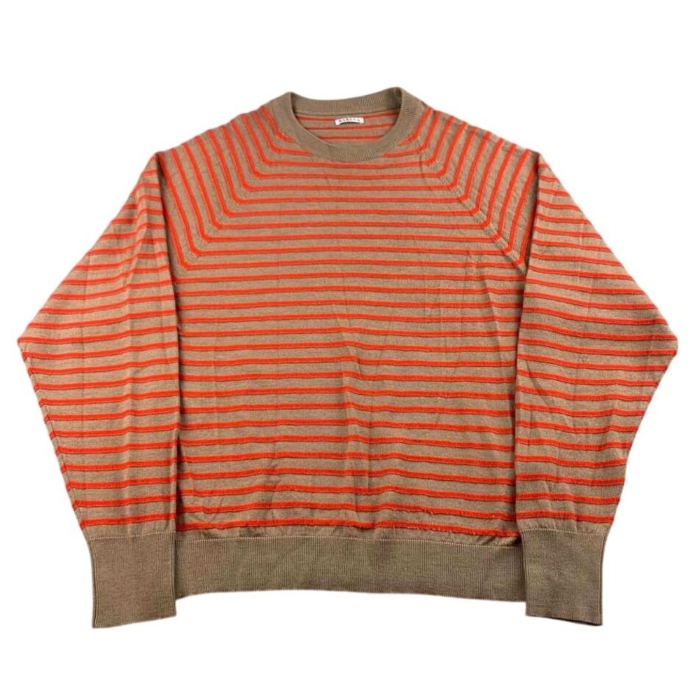 Barena Venezia Sweater Men S Orange Tan Striped  Crewneck Wool Cotton Italy Made